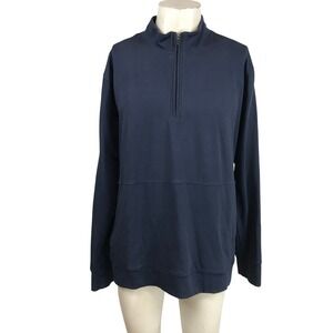 Pact Mens Navy Blue Organic Cotton Quarter Zip Pullover Sweatshirt XL